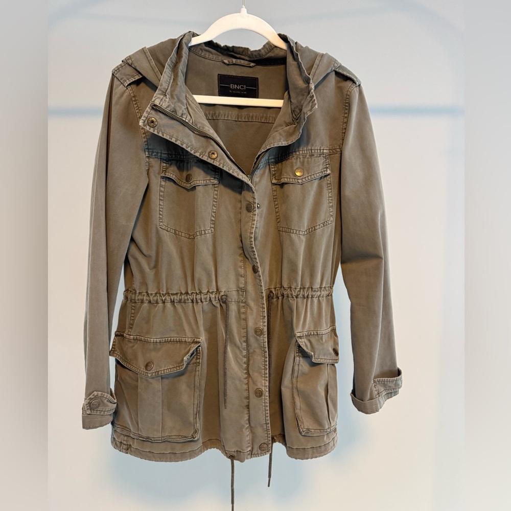 Blanc Noir Army Green Zipper and Snap Pocket Women’s Utility Jacket